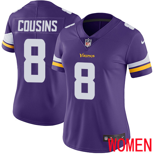Minnesota Vikings #8 Limited Kirk Cousins Purple Nike NFL Home Women Jersey Vapor Untouchable->youth nfl jersey->Youth Jersey